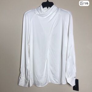 ZARA Ecru Twist Neck Blouse L